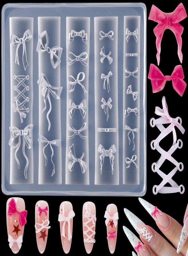 SmallCat Bowknot Silicone Nail Molds, Nail Molds for Nail Art, Bow Nail Charm Molds, Nail Art Molds 3D Silicone for Gel Manicure Decorations Accessories DIY Nail Supplies (1 Pcs) - Image 1